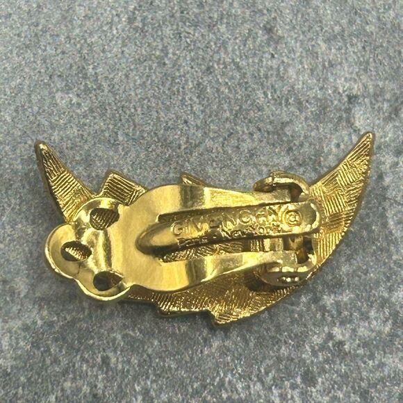 Givenchy Gold Plated Leaf Stud Minimalist Earrings Jewelry Latch Clip Backs - Picture 10 of 12